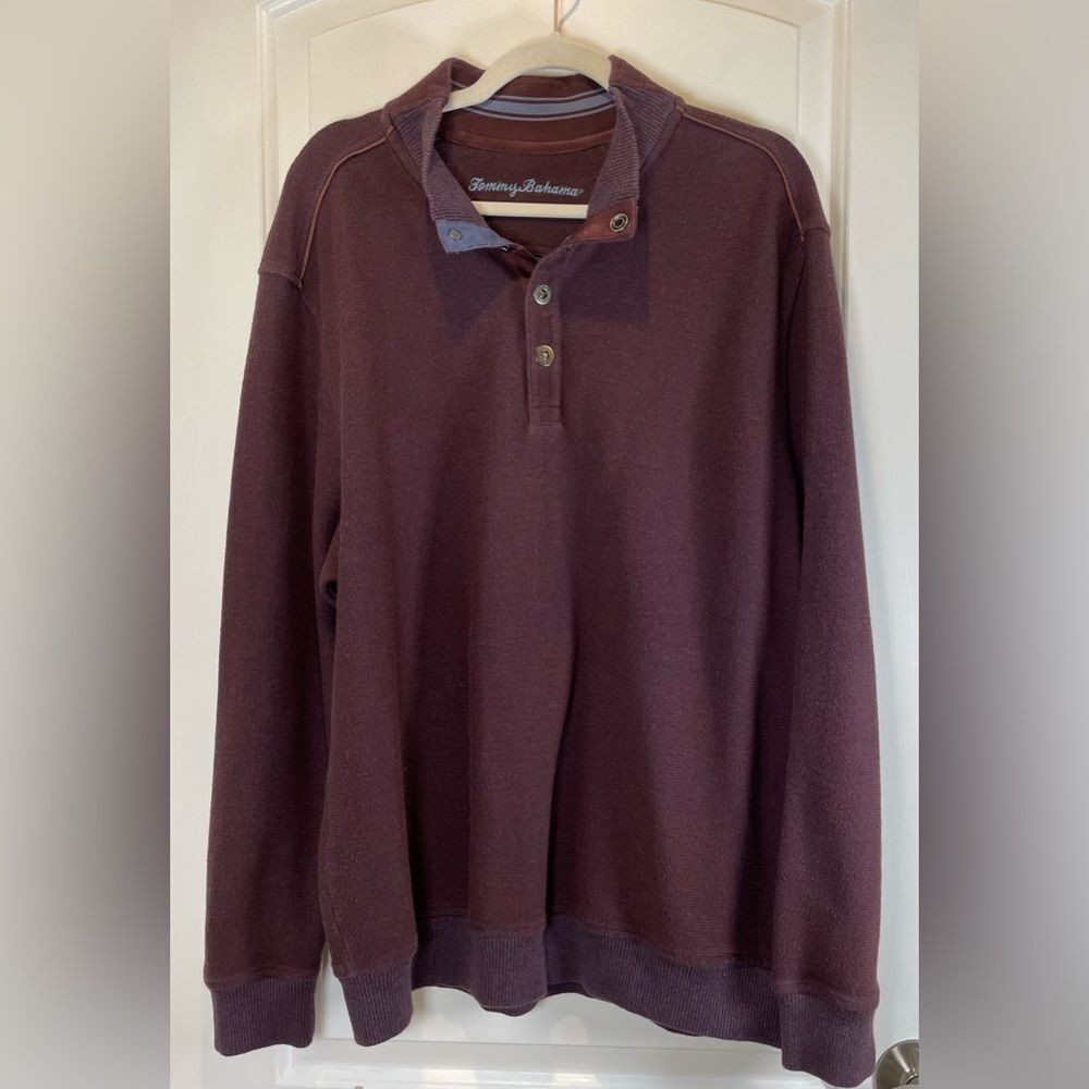 Tommy Bahama Men's Plum Henley Mock Sweater size XL